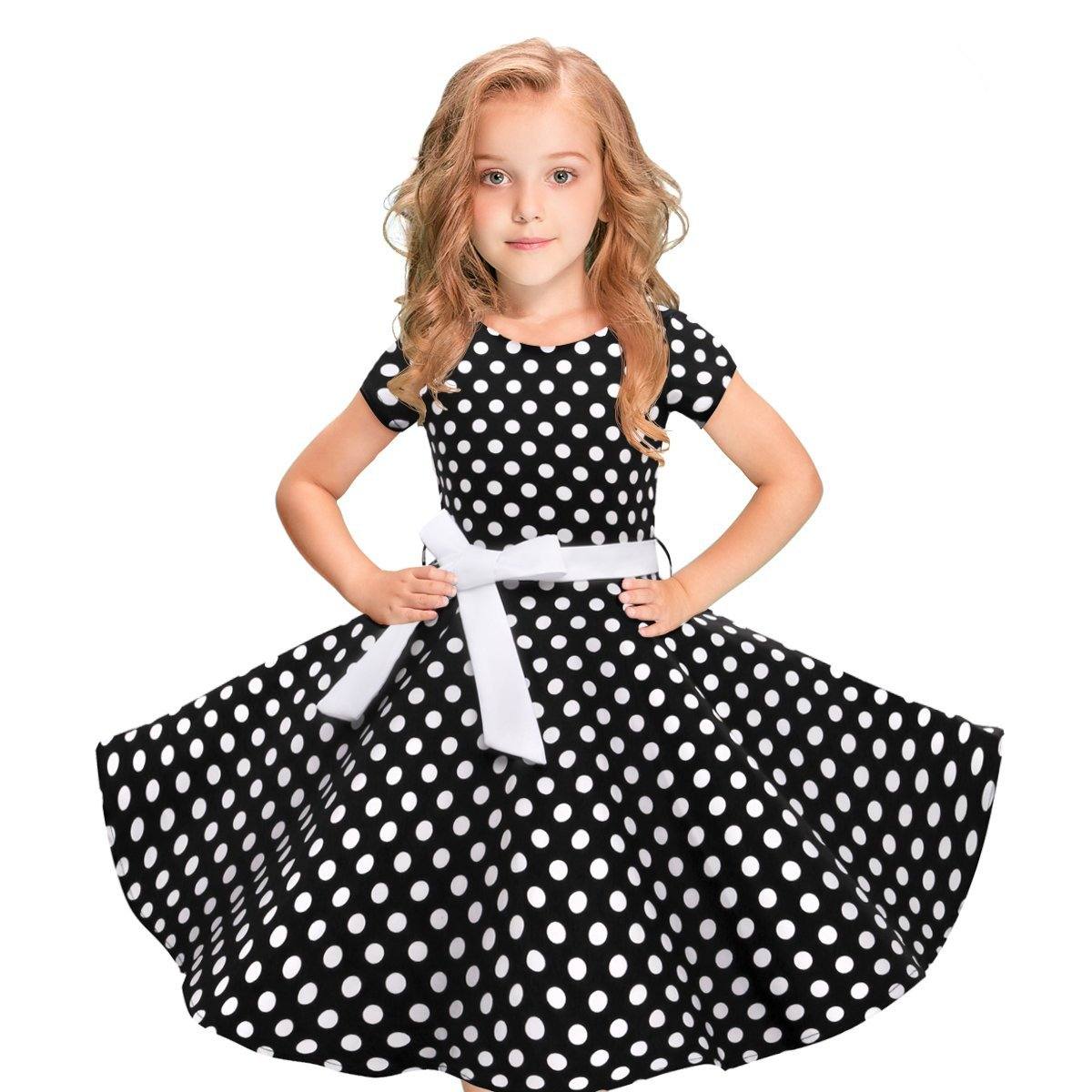 Robe vintage Noire a Pois Blancs Pour Enfant MODACHIC