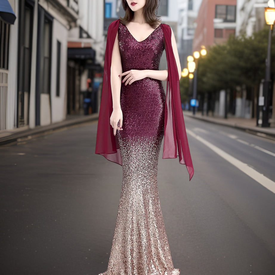 Rominana - Elegant evening dress with scarf