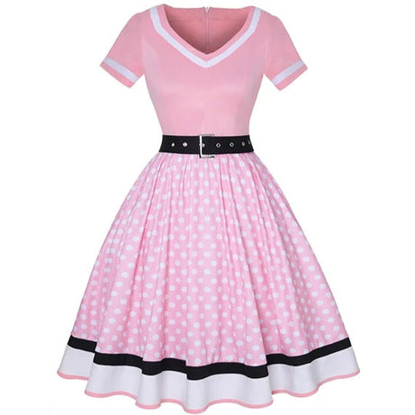 Vintage Rosa Polka Dot Kleid