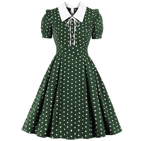 Vintage Grünes Polka Dot Kleid