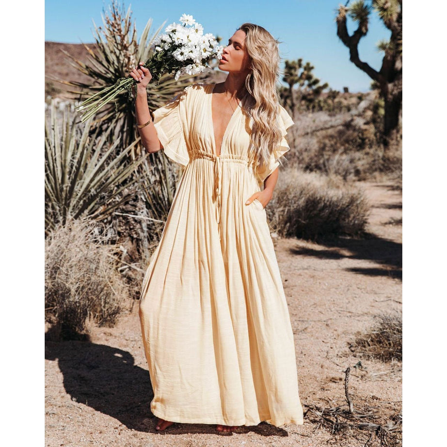 Long Bohemian Cream Dress