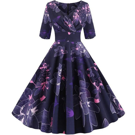 Vintage Purple Floral Dress