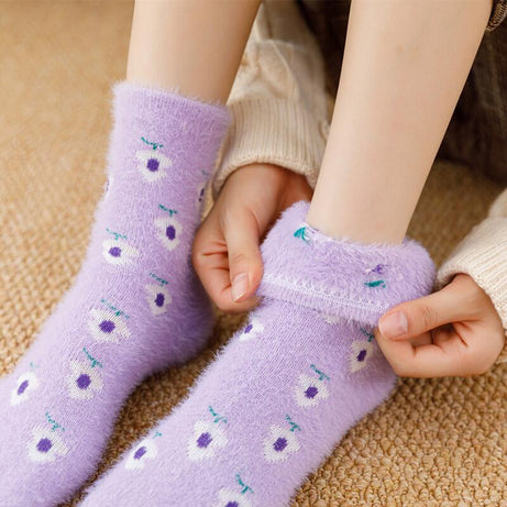 Latasha Women's Plush Socks with Fruit Pattern