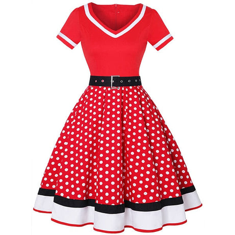 Vintage Rotes Polka Dot Kleid