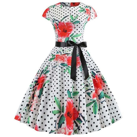 Vintage Polka Dot and Floral Dress