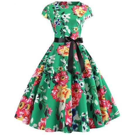 Vintage Green Floral Dress