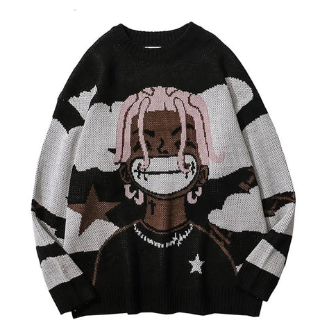 Oversized Anime Knitted Sweater for Women