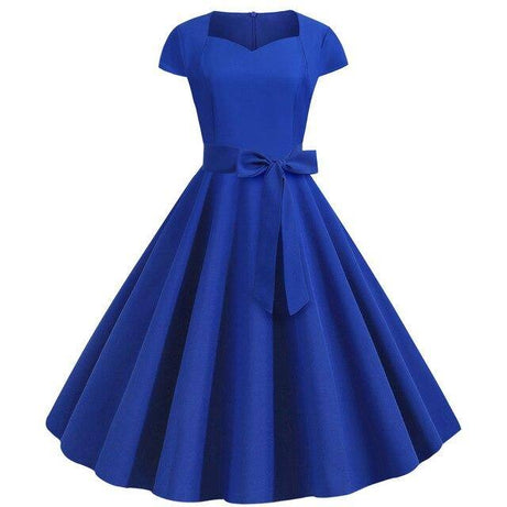 Vintage Navy Blue Solid Dress