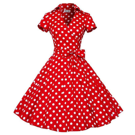 Robe vintage Rouge à Pois Blancs