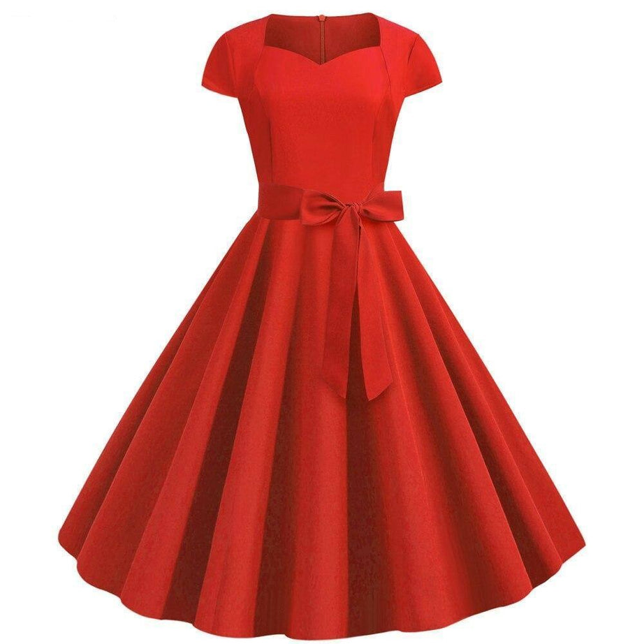 Robe vintage Rouge Glamour Uni