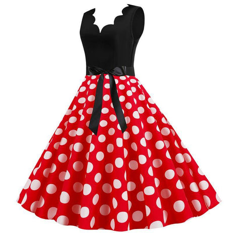 Robe vintage Rouge à Pois Blancs Soirée Fabuleuse