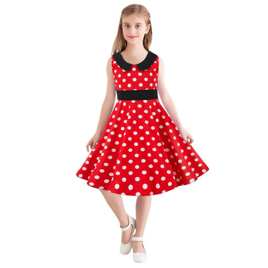 Robe vintage Rouge à Pois Blancs Pour Enfant