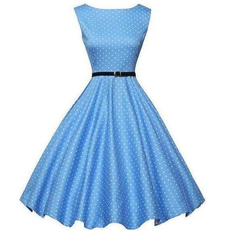 Vintage Himmelblaues Midikleid