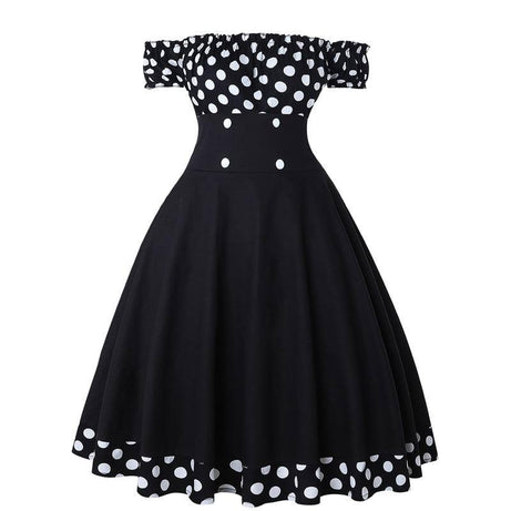 Robe vintage Noire à Épaules Dénudées