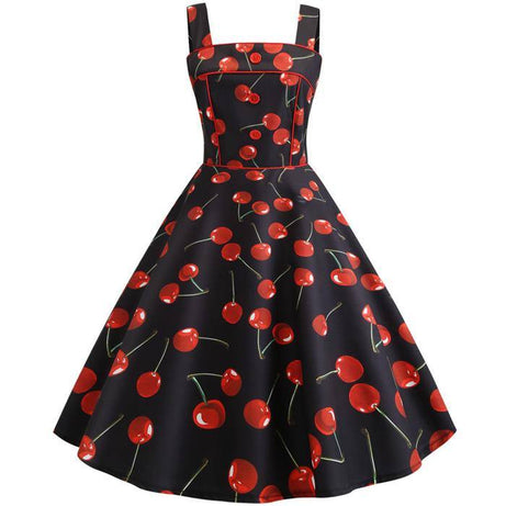 Vintage Cherry Pattern Dress