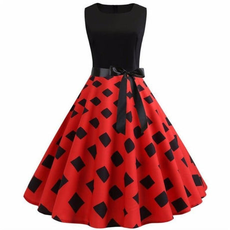 Vintage Dress Red &amp; Black Skirt