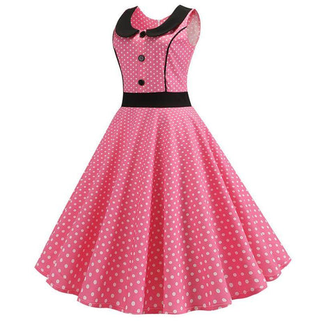 Vintage rosa Kleid mit kleinen weißen Polka Dots