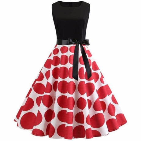 Vintage Dress Red and White Skirt