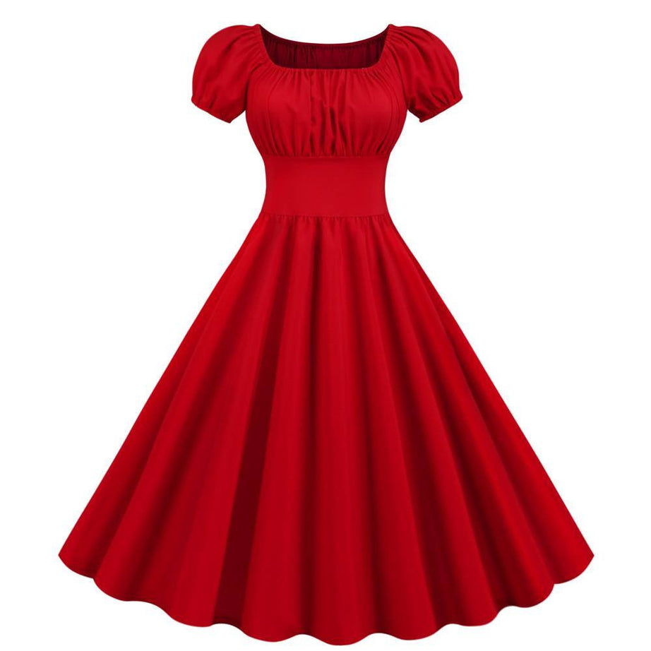 Robe vintage Rouge Uni