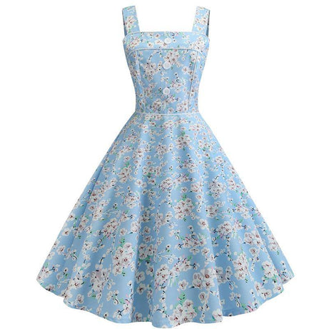 Vintage Turquoise Floral Dress