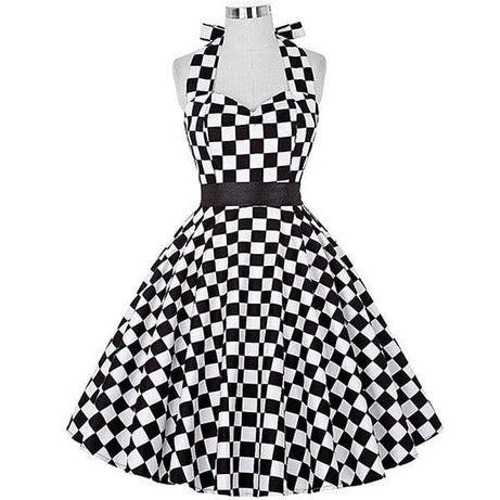 Robe vintage à Damier Noir & Blanc