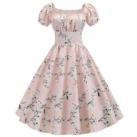 Robe vintage Fleurie Rose Pale