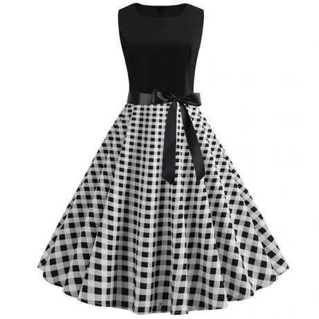 Vintage Black &amp; White Vichy Dress Retro 50's