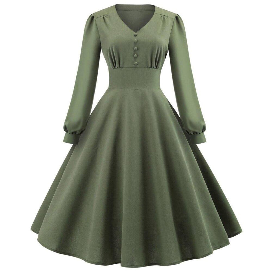 Vintage grünliches Winter Rockabilly Kleid