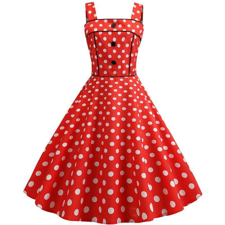 Vintage Red Dress with White Polka Dots Retro 50's