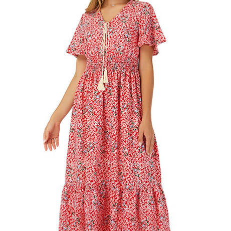 Rotes langes Bohemian-Chic-Kleid - Frankie