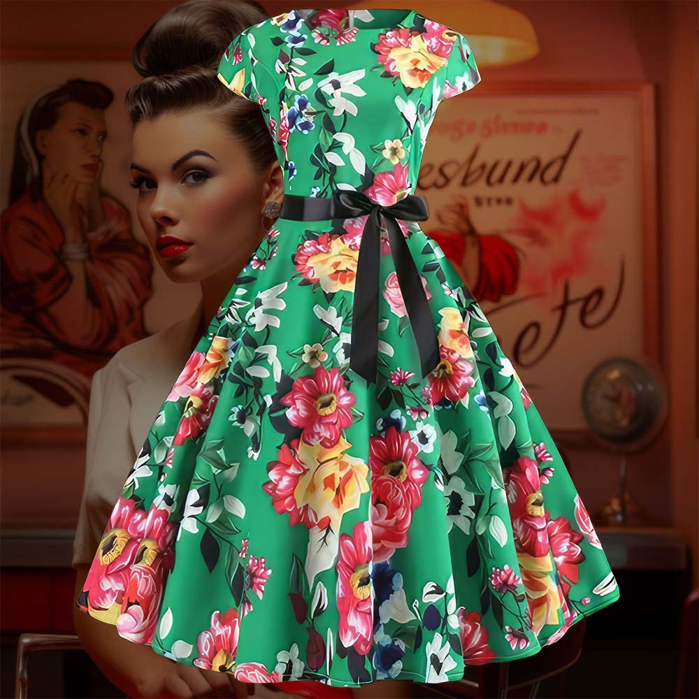 Robe verte fleurie sales