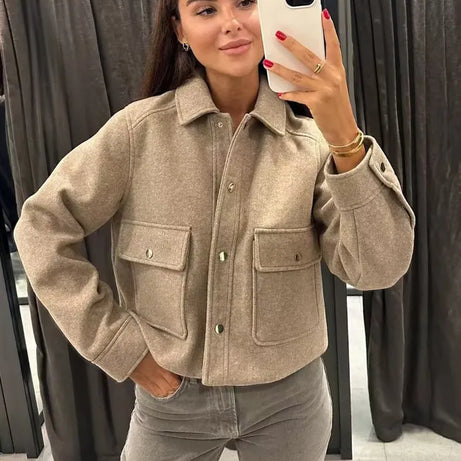 Schicke Jacke mit buntem Kragen mit Lift für Damen