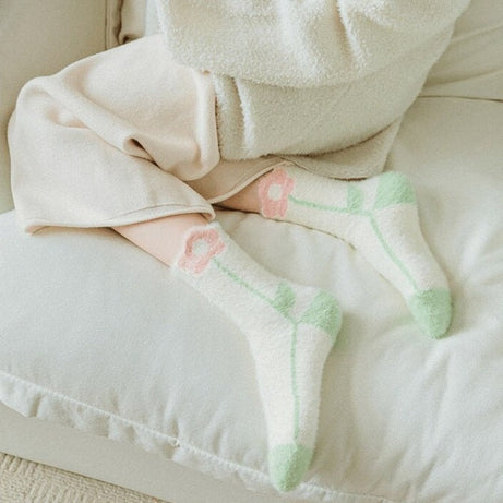 Pastel fluffy women's socks