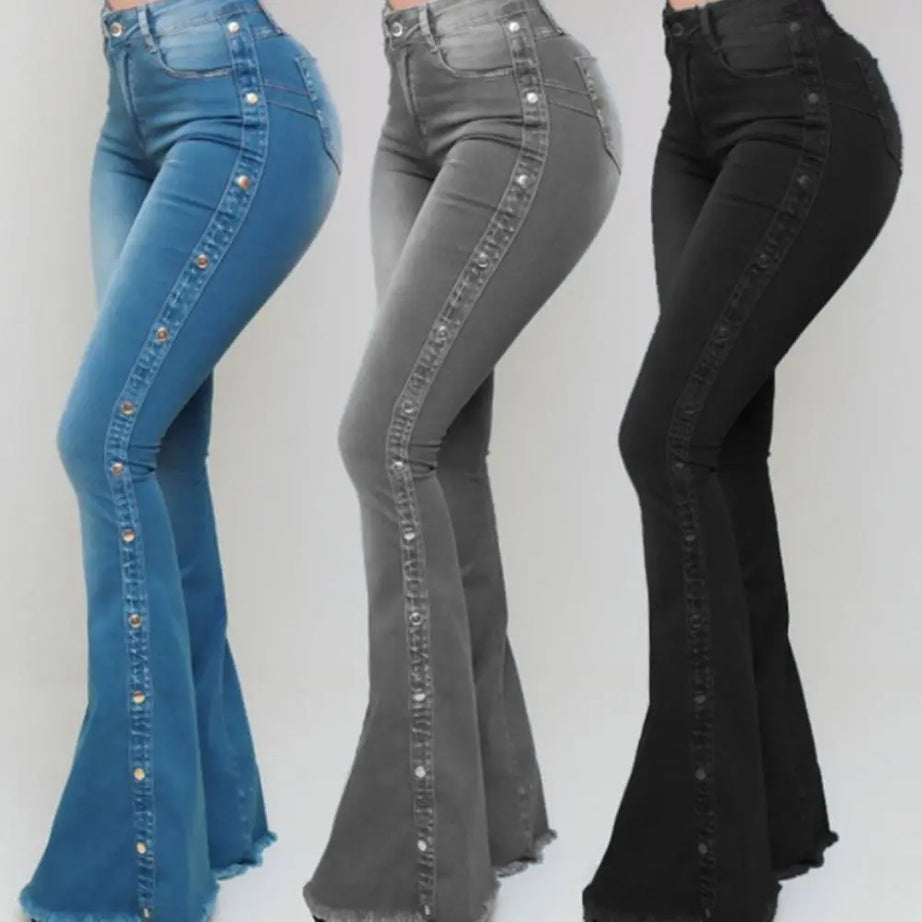 Heer Damen-Jeans mit mittelhohem Bund und ausgestelltem Bein