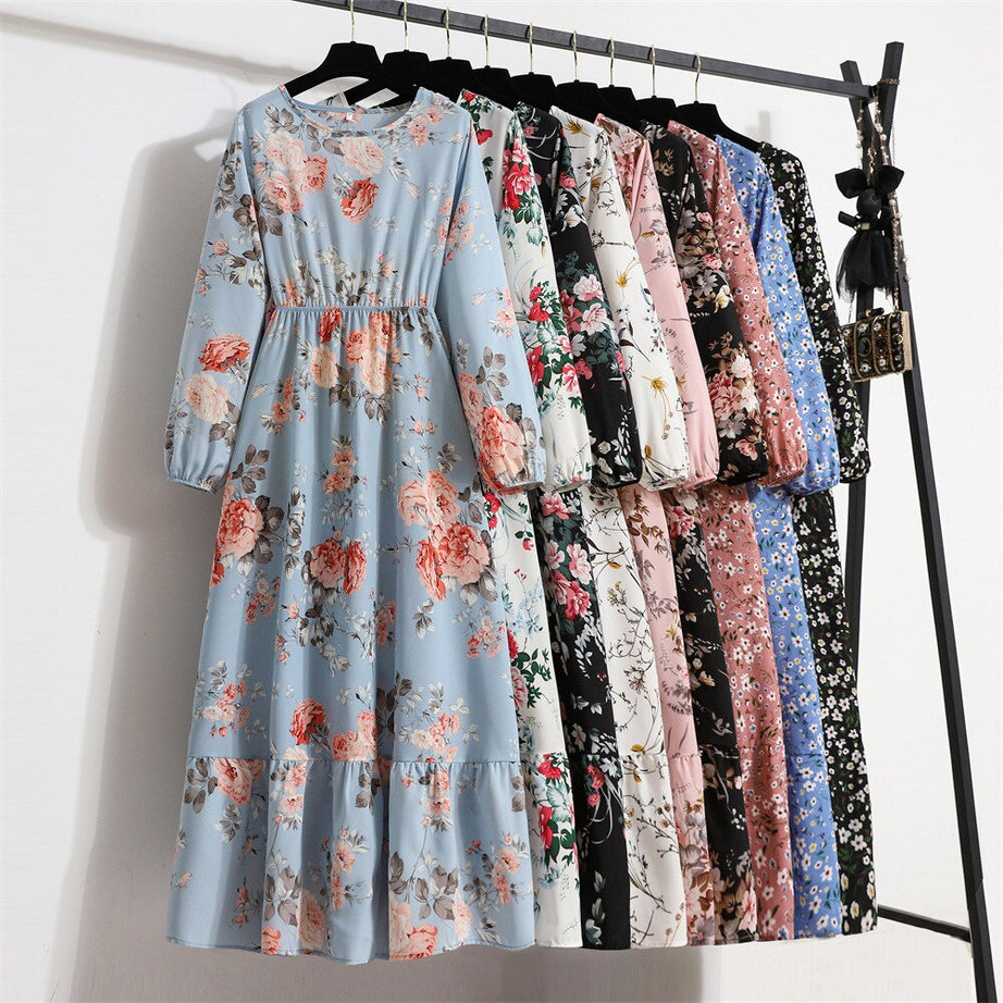 Bohemian floral print dress for women