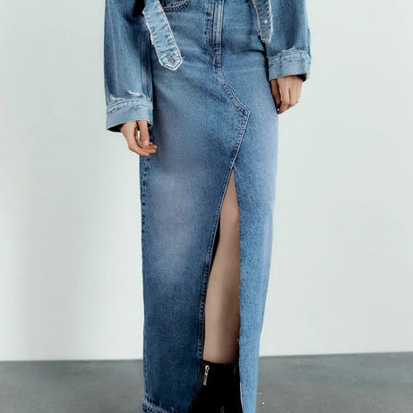 Jupe en jean longue Vintage pour femmes Slayer