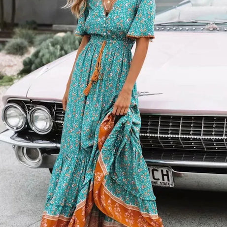 Bohemian Tassel Maxi Dress for Women