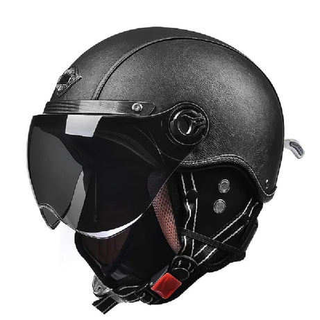 Casque moto rétro noir Samty