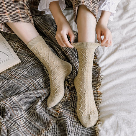 Chaussettes longues femme à motif tressé Robin