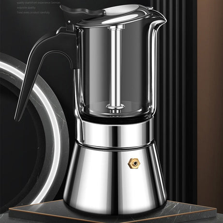 Cafetière italienne en acier inoxydable verre Moka 9 tasses