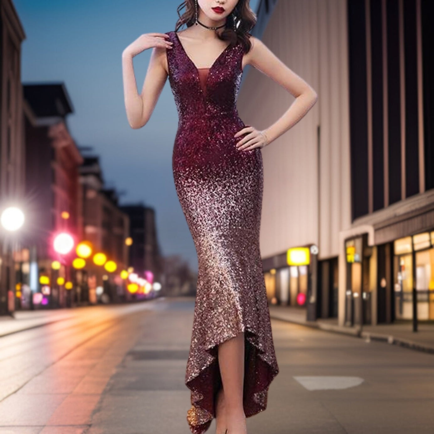 Petronelle - Slim fit evening dress in high quality fabric