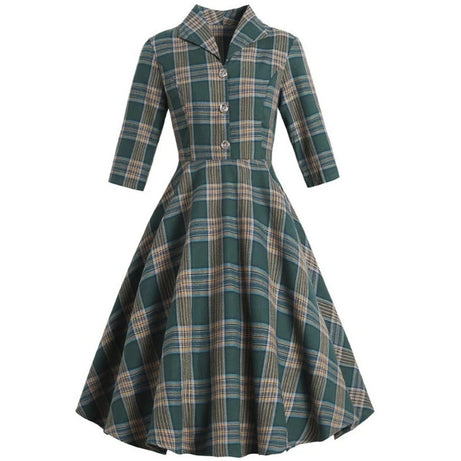 Robe vintage Verte à Carreaux