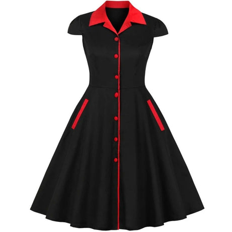 Vintage schwarzes und rotes Kleid