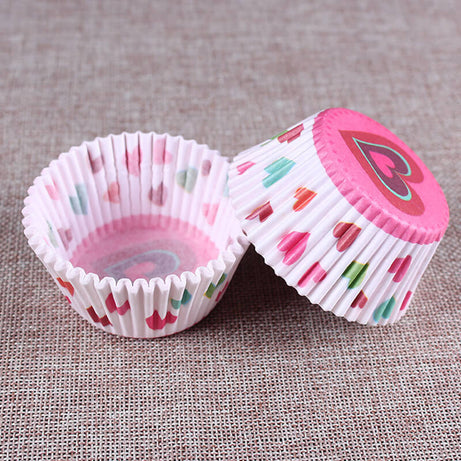 Lot 100 jolies caissettes avec petits cœurs multicolores - Cuisson four