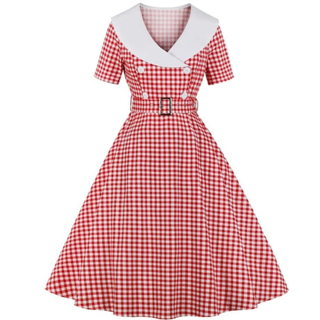 Vintage rot-weißes Gingham-Kleid