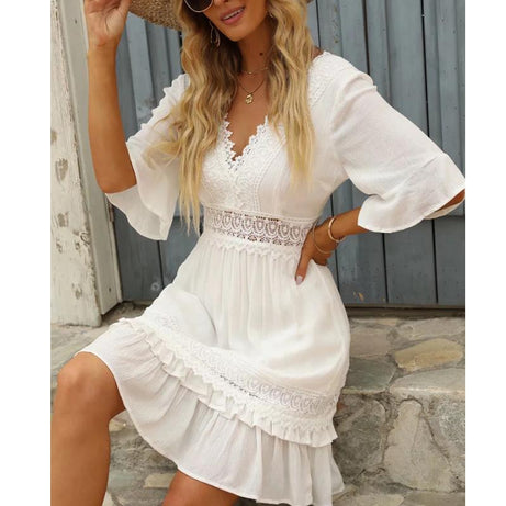 Bohemian-Chic-Kleid mit mittellangen Ärmeln