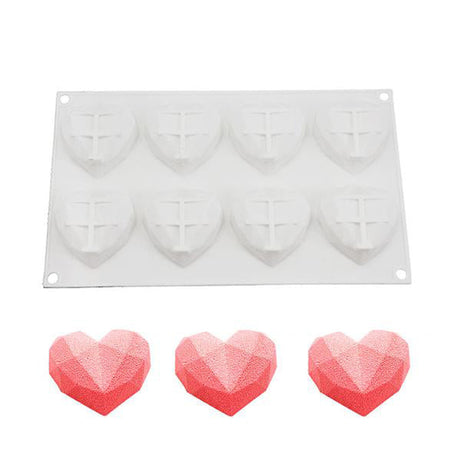 Silicone mold 8 small diamond hearts