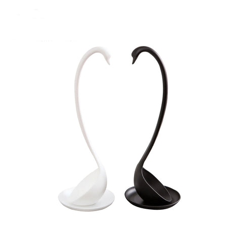 Black or White Swan Shaped Ladle with Saucer - Kitchen Utensil