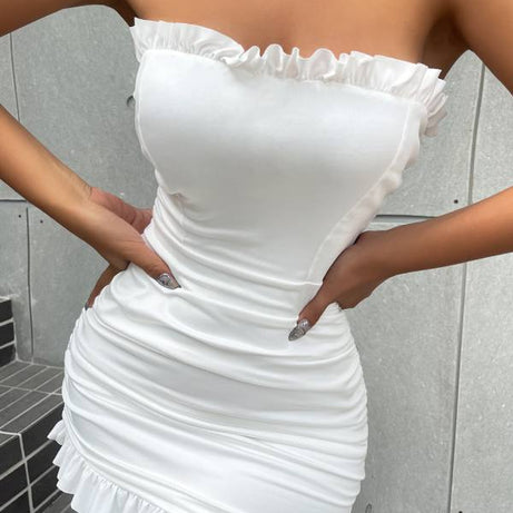 Kurzes weißes Abendkleid für Damen
