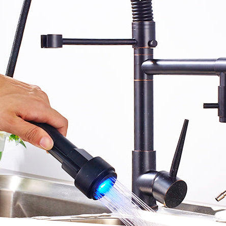 Kitchen Faucet with Spring Spray - LED Light